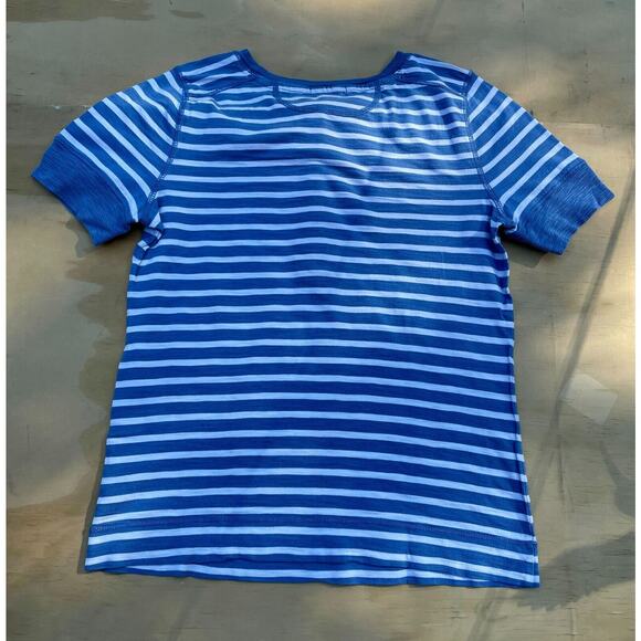 Lauren Jeans Co Ralph Lauren Blue and White Quarter Button Striped Shirt, Size S - Picture 4 of 5